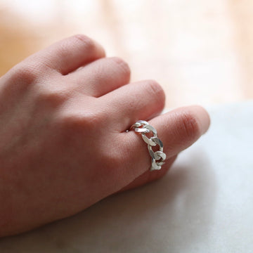 Loose Cuban Chain Silver Ring
