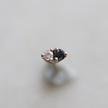 Single Black and White Diamond Twin Diamond Earring