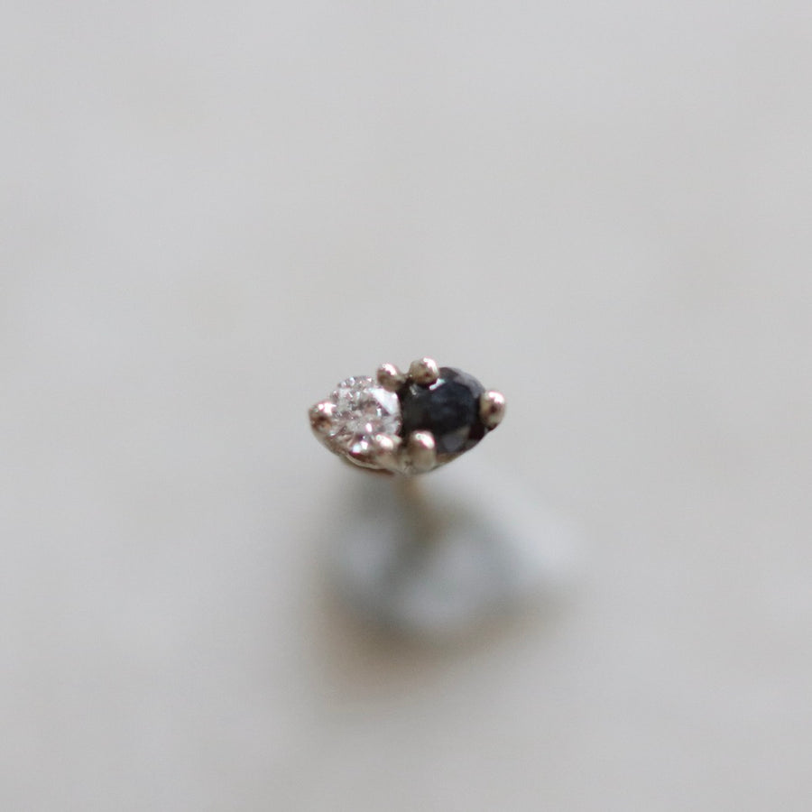 Single Black and White Diamond Twin Diamond Earring