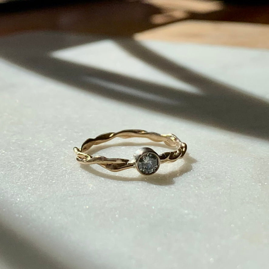 Twisted Gray Diamond Ring