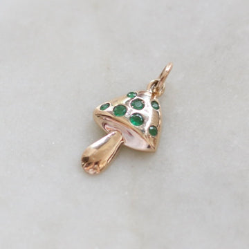 Emerald Mushroom Pendant Charm for a Necklace