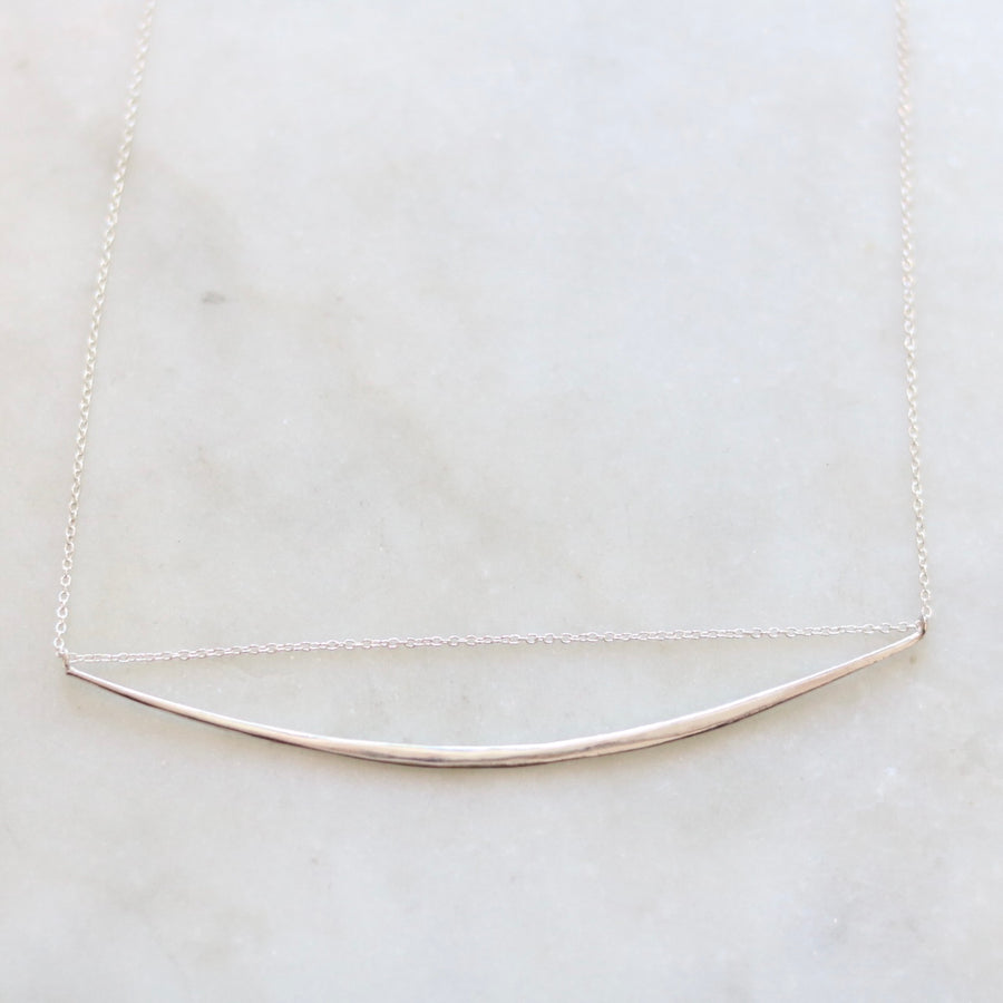 Ripple Pointed-End Bar Necklace Silver
