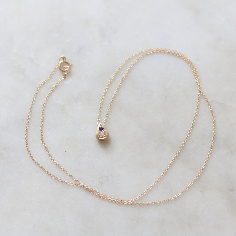 Sapphire and Diamond Teardrop Necklace