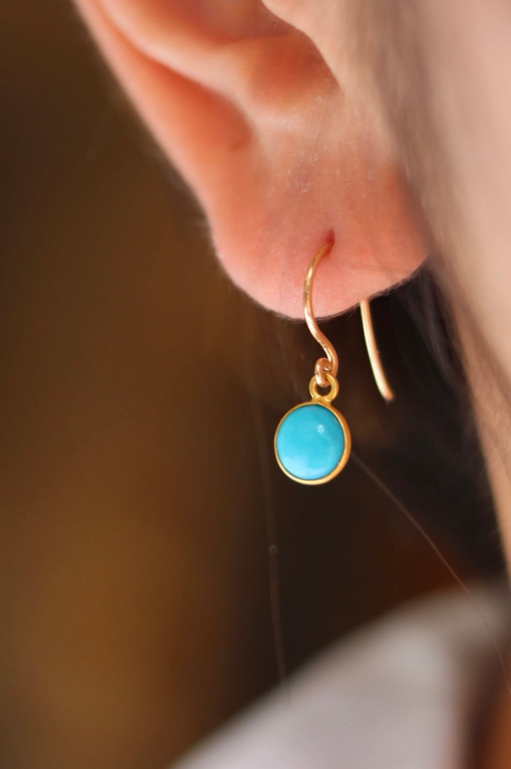 Round Turquoise Drop Earrings