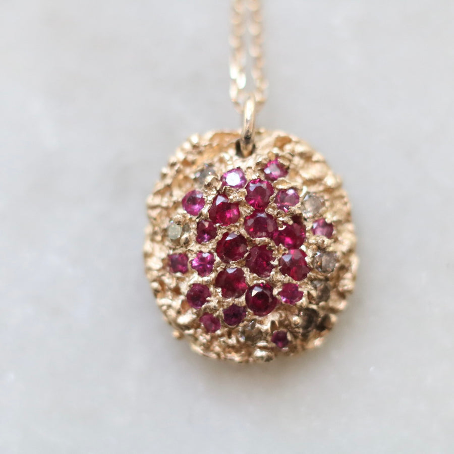 Ruby and Brown Diamond Lava Necklace