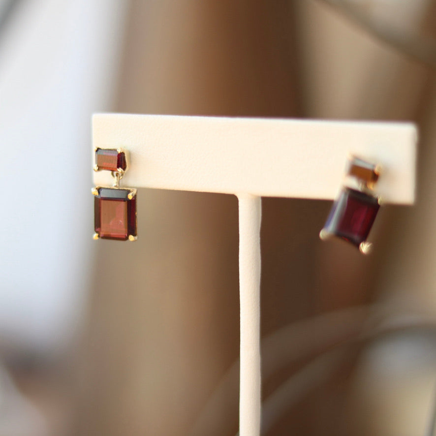 Garnet Gem Drop Earrings