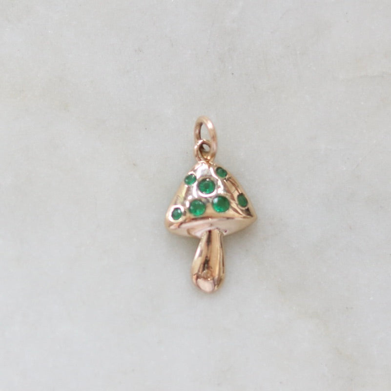 Emerald Mushroom Pendant Charm for a Necklace