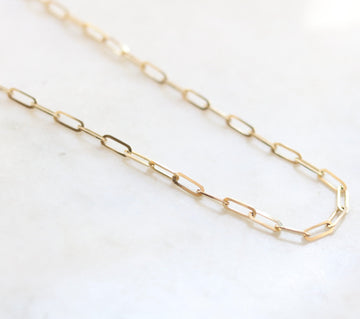 4mm width Gold Link Paper Clip Necklace