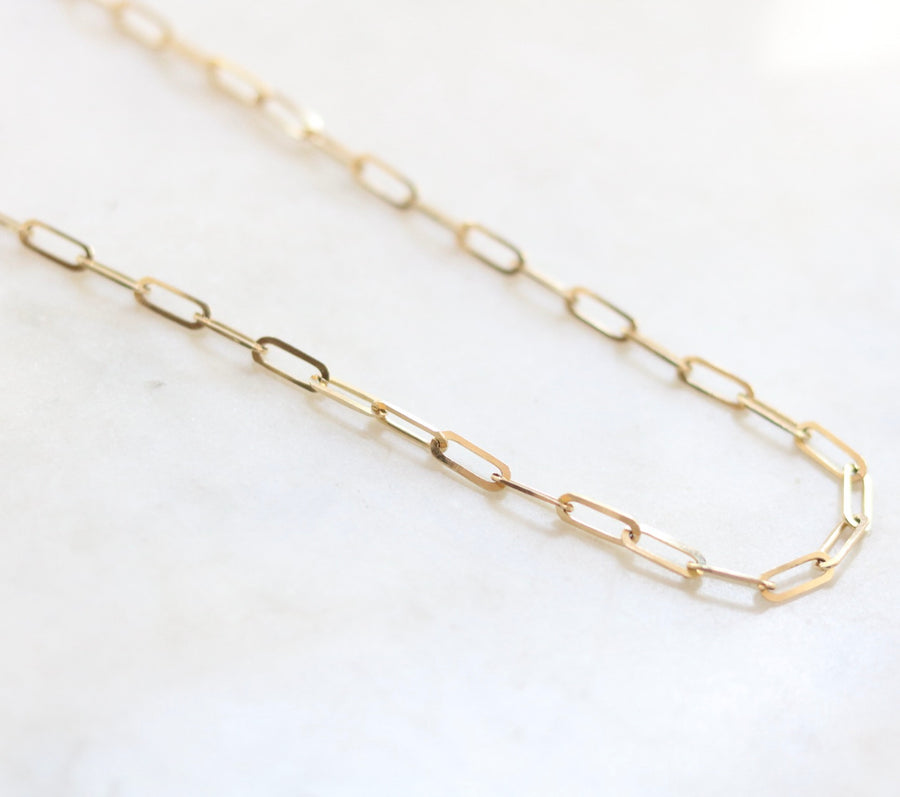 4mm width Gold Link Paper Clip Necklace