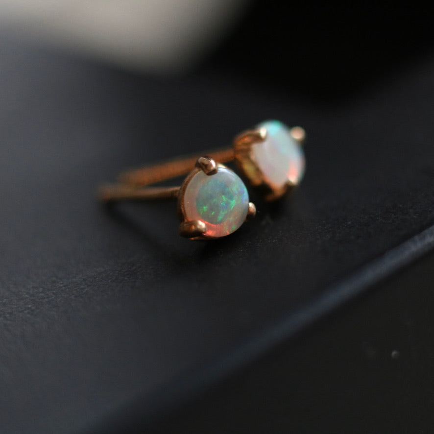 Three Prong Opal Stud Earrings