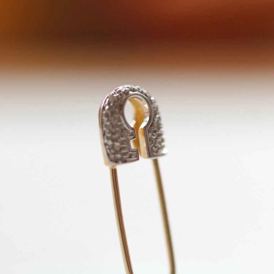 Diamond Safety Pin Earrings (SIngle)