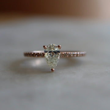 Pear Shape Tint Lemon Color Diamond Ring