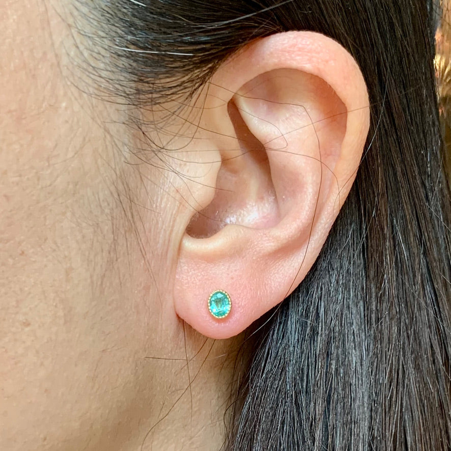 Oval Emerald Stud Earrings