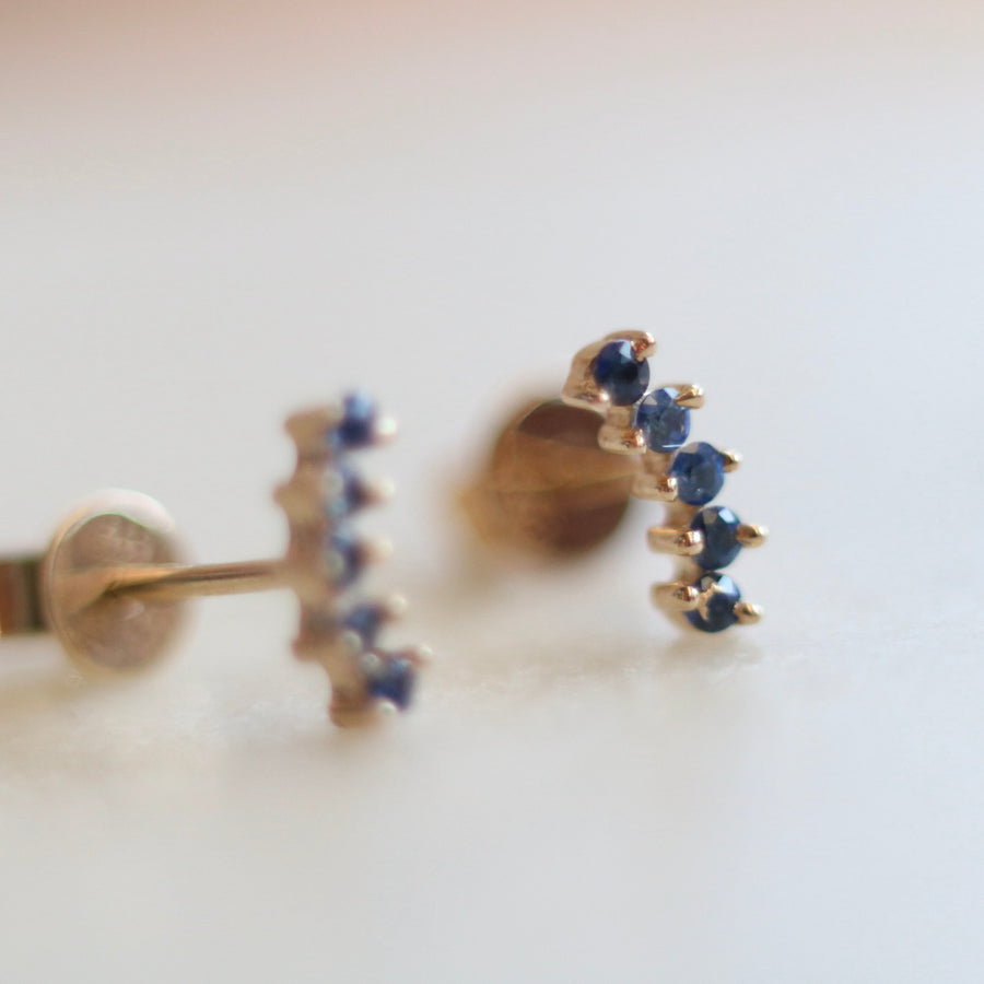 Curved Sapphire Stud Earrings