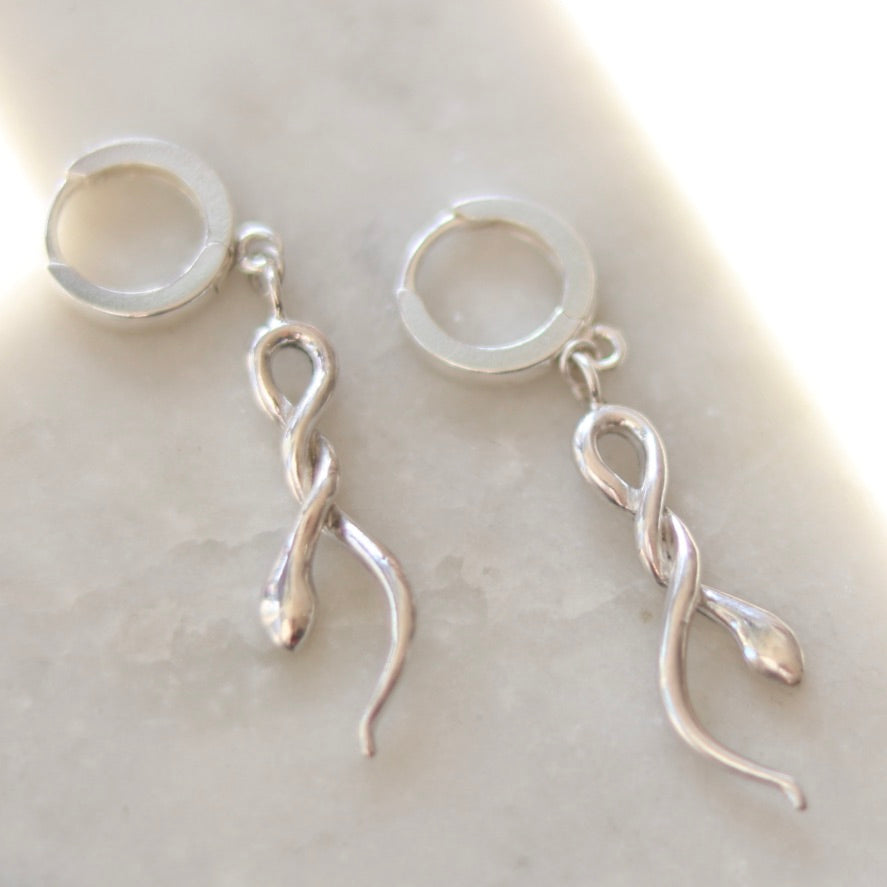 Silver Snake Hoop Earring