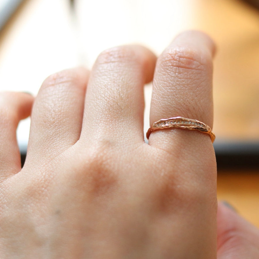 Open Spaced Lava Flow Diamond Rose Gold Ring