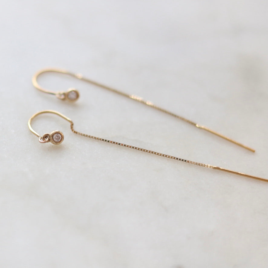 Diamond Thread Through Earrings