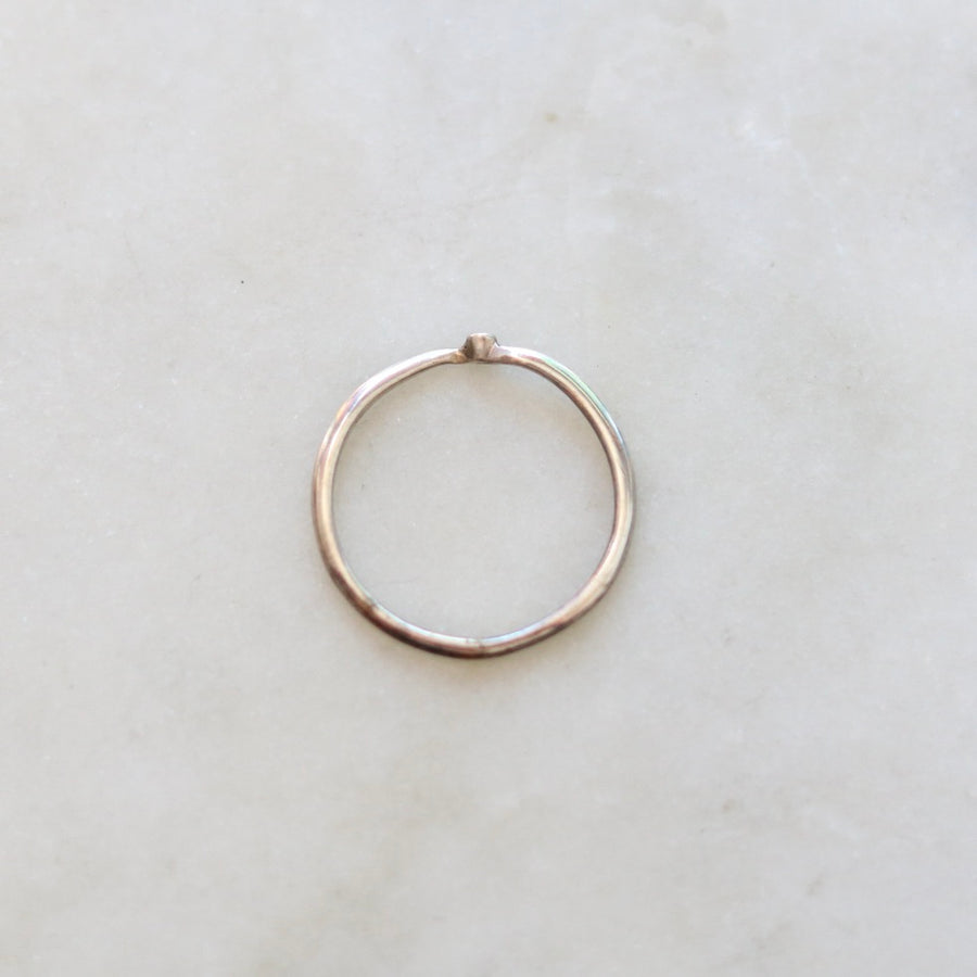 Tiny Black Diamond Wave Silver Ring