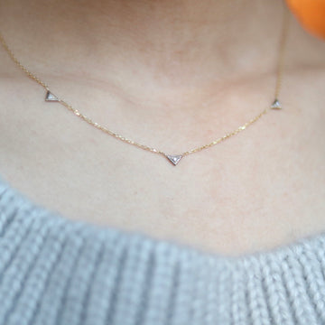 Three Triangle Trim with Diamond Necklace