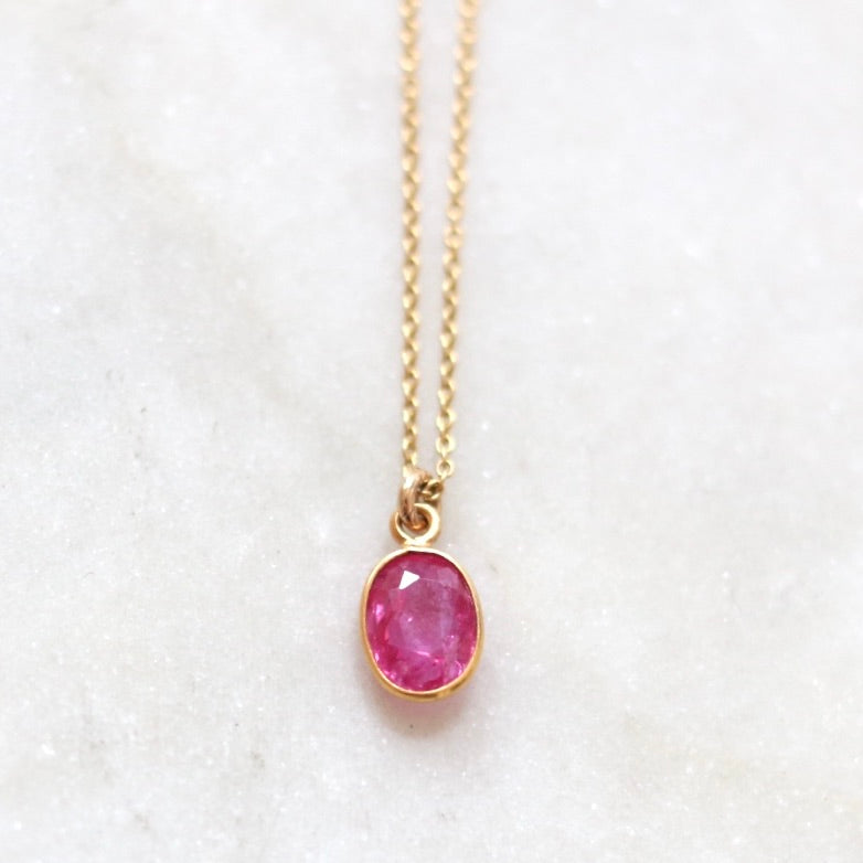 18K Oval Ruby Necklace