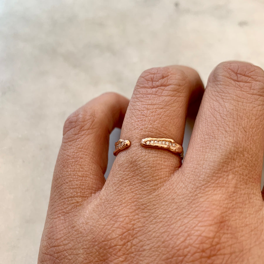 Open Spaced Lava Flow Diamond Rose Gold Ring
