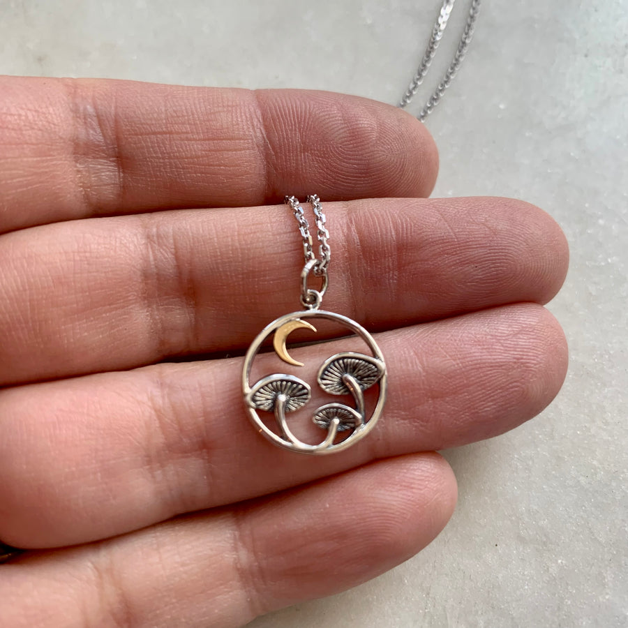 Mushroom Under the Moon Necklace