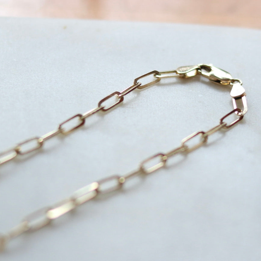 4mm width Gold Link Paper Clip Necklace