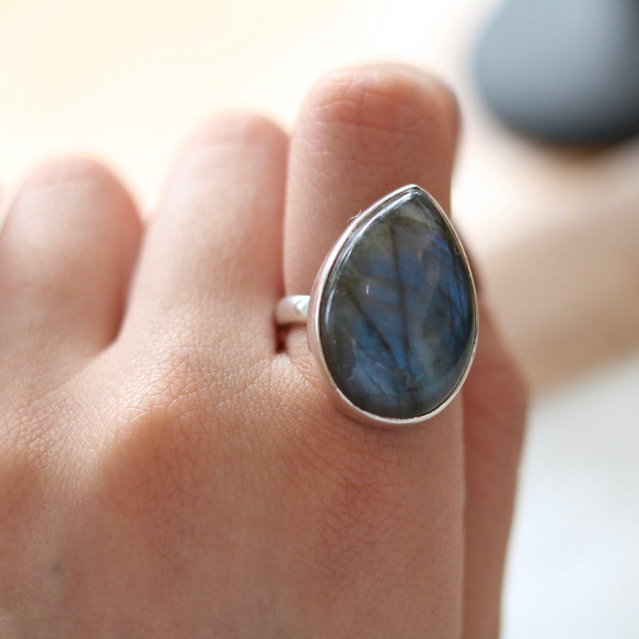 Pear Shape Labradorite Ring