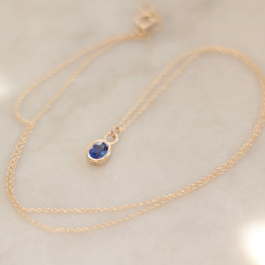 Oval Sapphire Bezel Necklace
