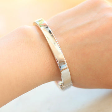 Hinged Silver Bangle Bracelet