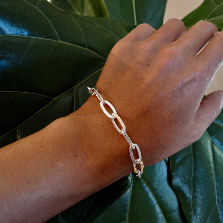 Silver Cable Chain LInk Bracelet