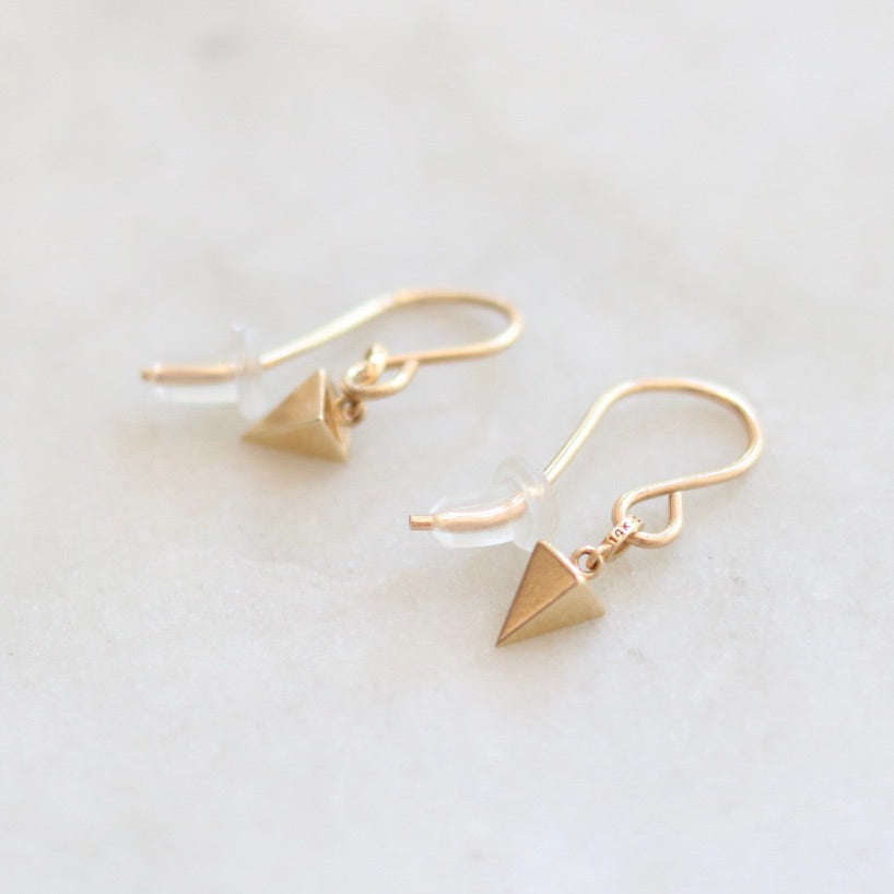 Gold Triangle Pyramid Earrings