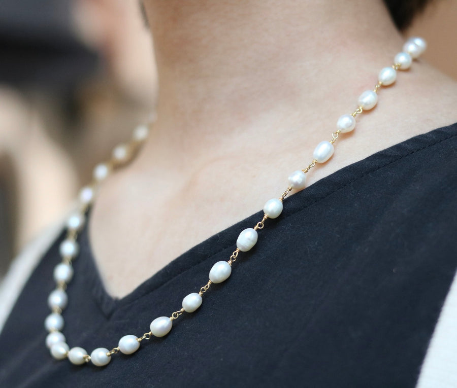 Wire-Worked Pearl Necklace