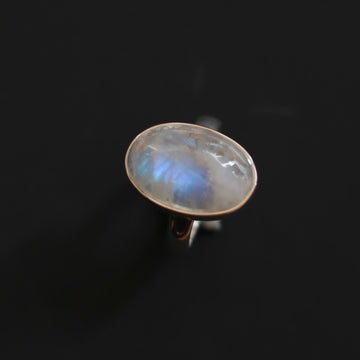Elongated Oval Moonstone Silver Ring