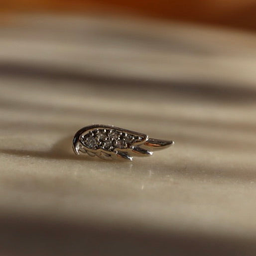 Single Diamond Wing Stud Earring