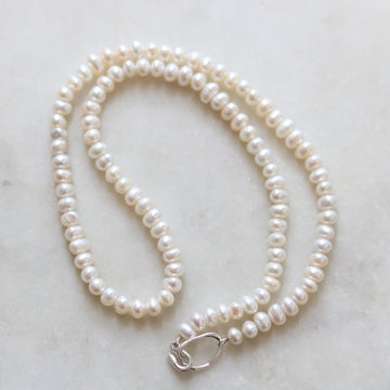 Seed Pearl Necklace w/ Sterling Silver Clasp