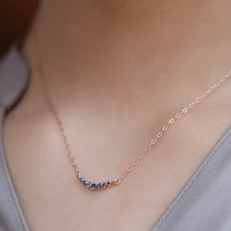 Curved Seven Sapphire Necklace
