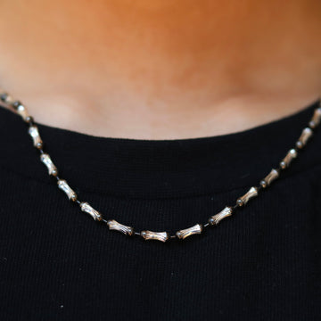 Black and White Silver Chain Necklace