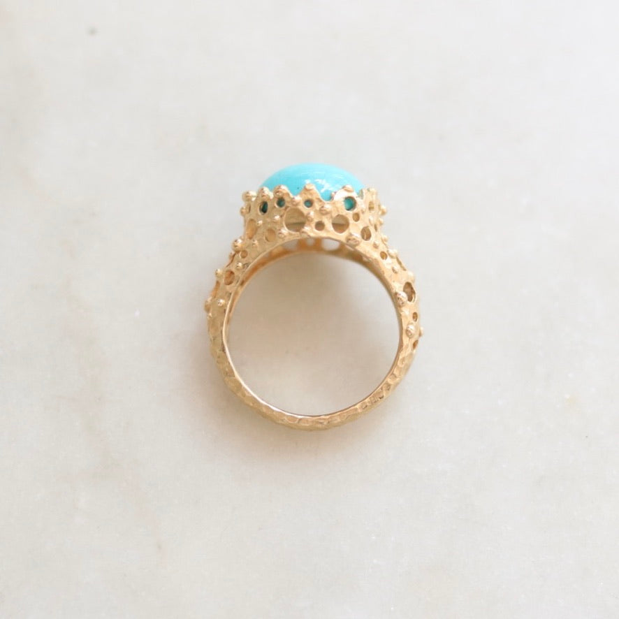Turquoise Cabochon Lacy Ring