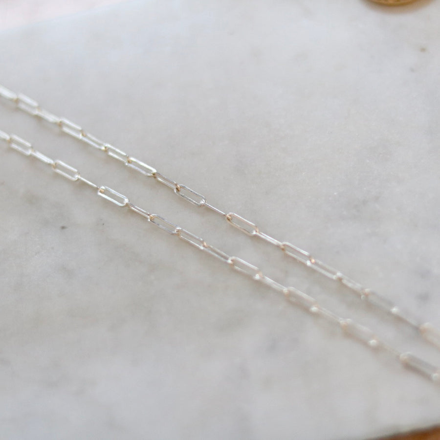 22.5 inch Silver Paperclip Chain Necklace