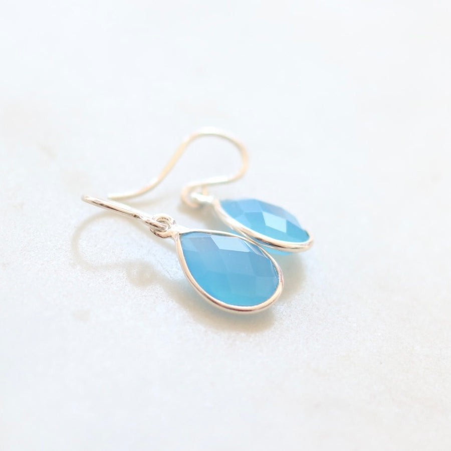 Pear Blue Chalcedony Silver Earrings