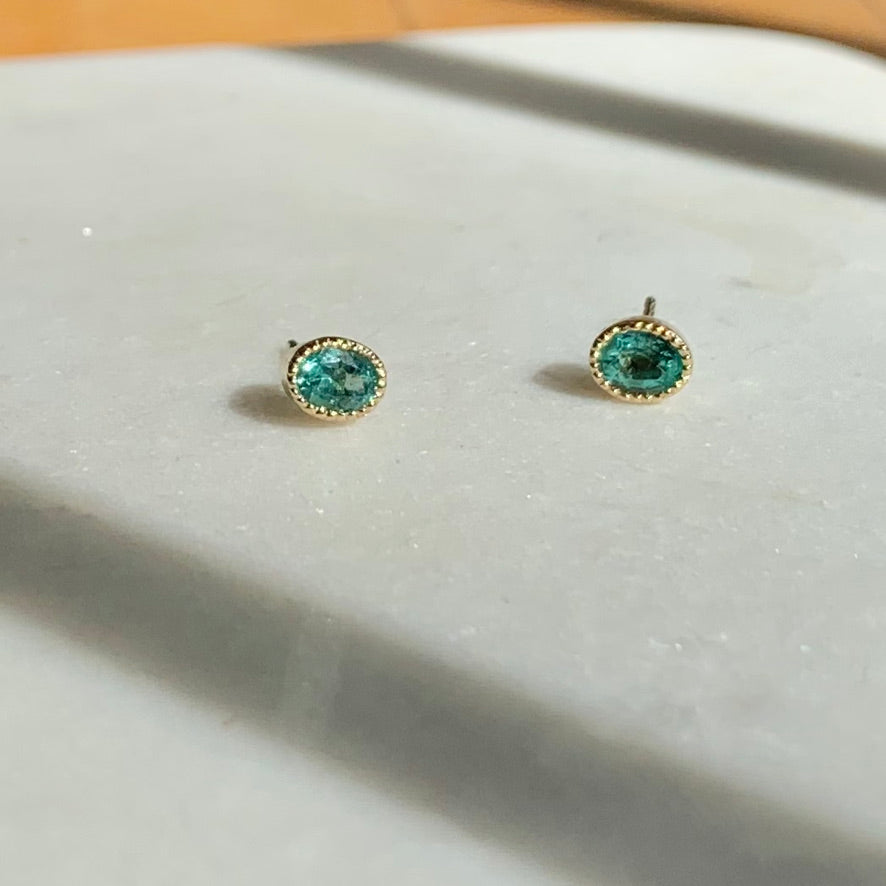 Oval Emerald Stud Earrings