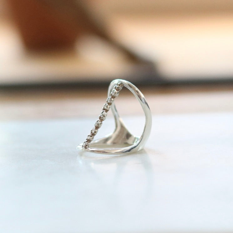 Silver Diamond Line Ring