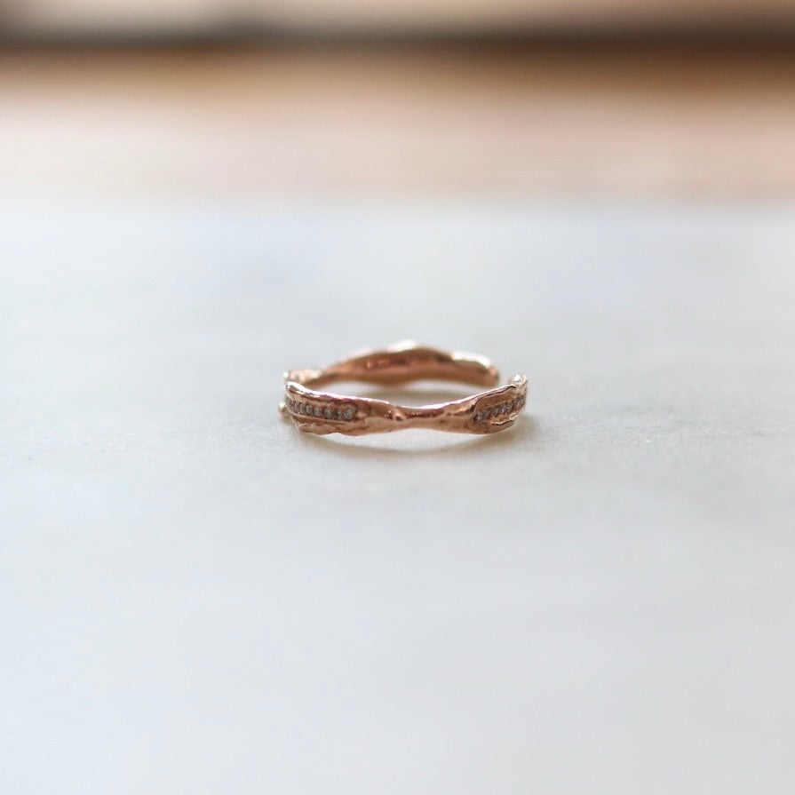 Open Spaced Lava Flow Diamond Rose Gold Ring
