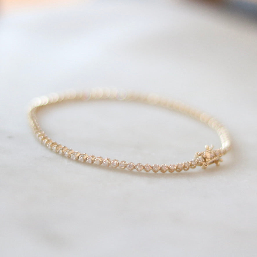 Skinny Gold & Diamond Tennis Bracelet