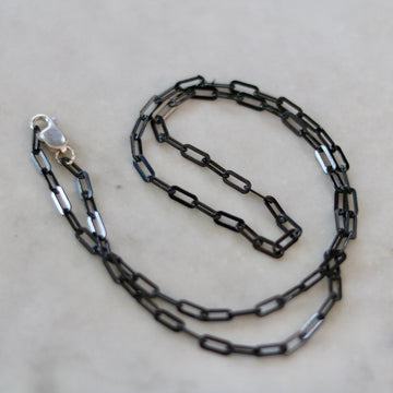 24 inch Black Rhodium Coated Silver Chain