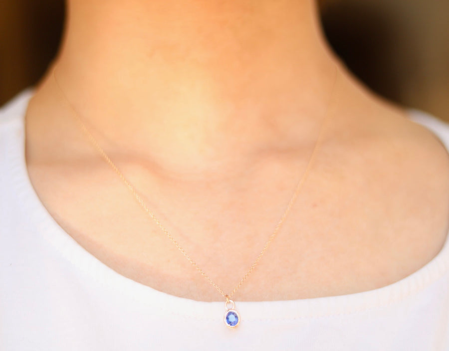 Oval Sapphire Bezel Necklace