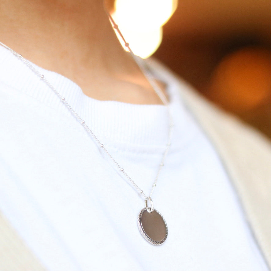 Silver Round Pendant Necklace