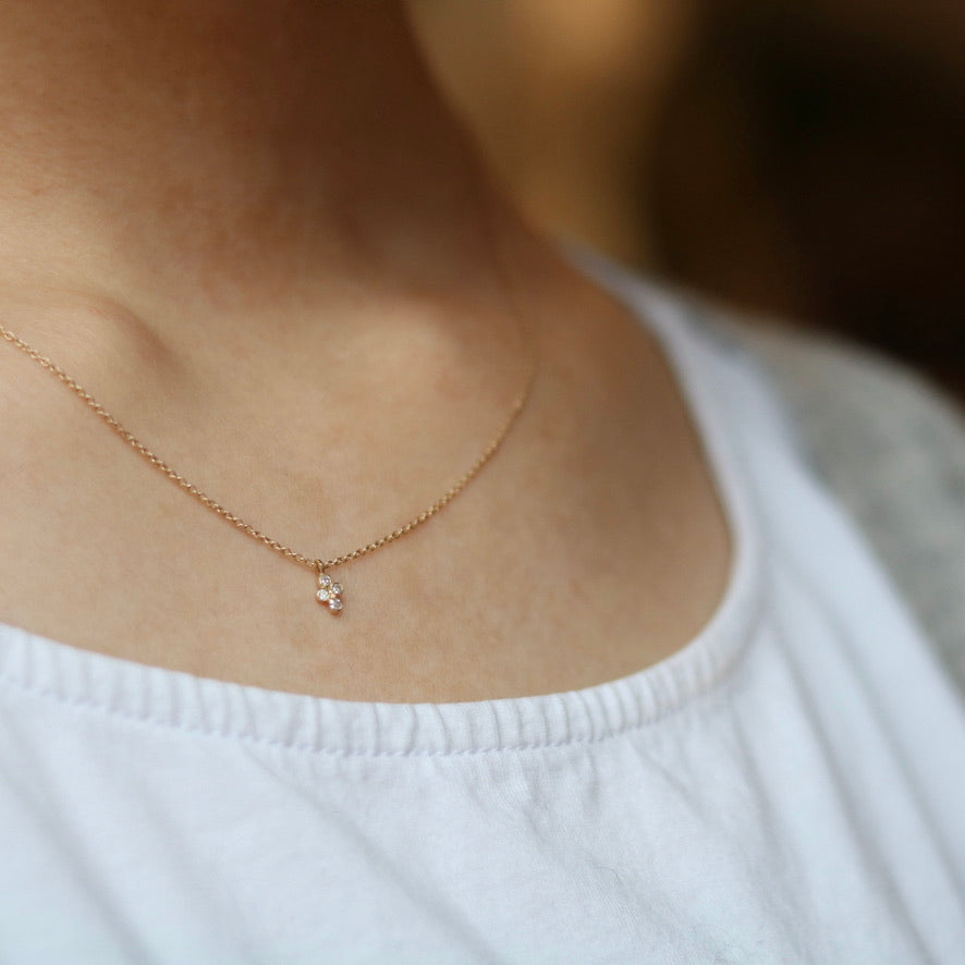 Tiny Diamond Cross Necklace