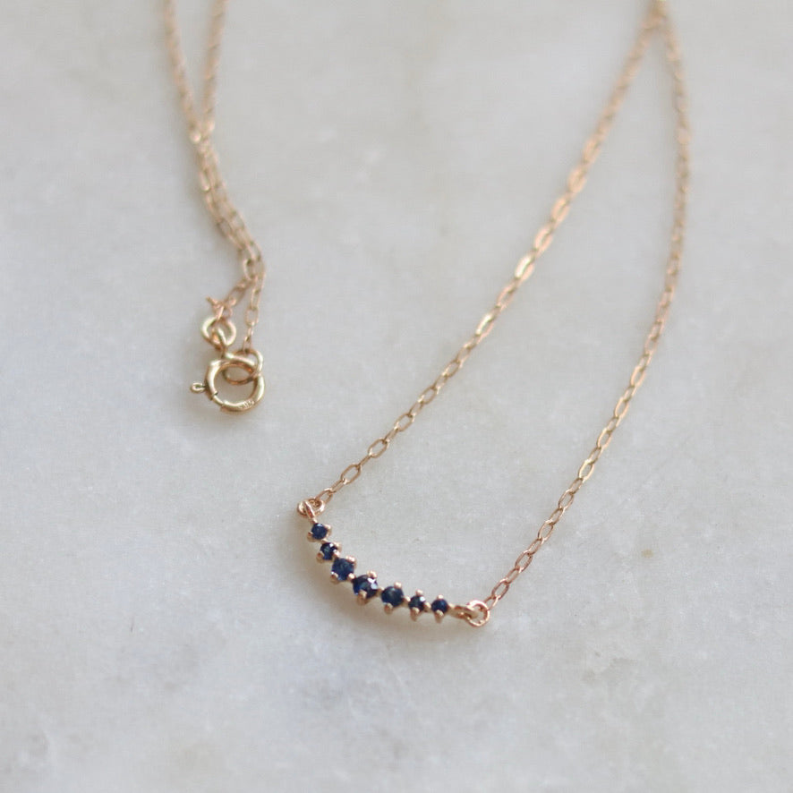 Curved Seven Sapphire Necklace